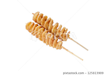 Hurricane potatoes, tornado potatoes [white background, cutout] 125813909