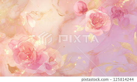 酒精墨水藝術花玫瑰水彩紋理背景素材 |酒精墨水藝術 125814244
