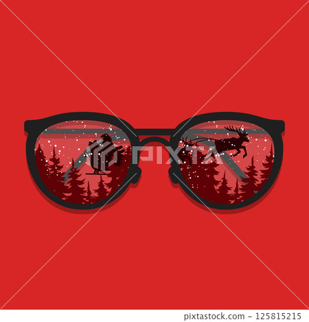 ADS-04Unique Christmas Ad Design. Reflections of Santa in Stylish Glasses ADS-04Unique Christmas Ad Design. Reflections of Santa in Stylish Glasses 125815215