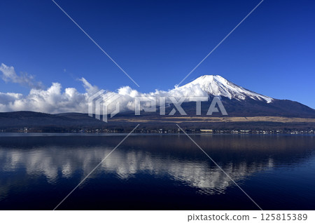 二月清晨的富士山（拍攝地點：長池濱水公園附近的山中湖） 125815389