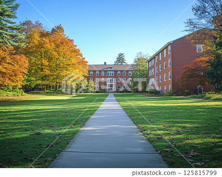 Modern University Dormitory Under Sunlight 125815799
