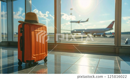 Still life photo of travel bag and passport 125816022