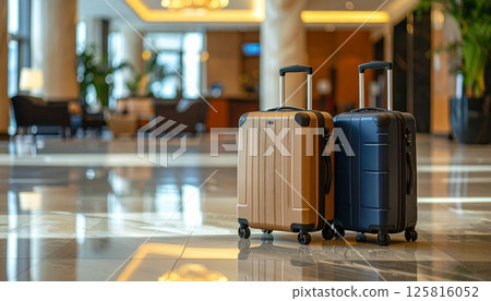 Travel bags in the hotel lobby 125816052