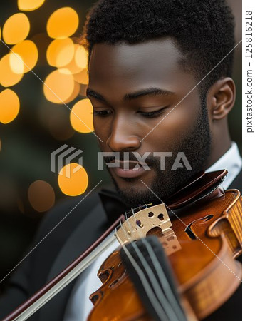 Dynamic Jazz Violinist Under Lights Dynamic Jazz Violinist Under Lights 125816218