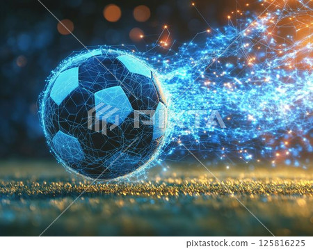 Glowing Sci-Fi Football in Motion 125816225