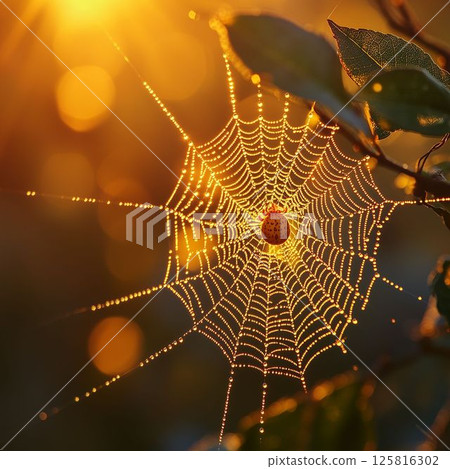 Perfectly Symmetrical Pentagon Spider Web Perfectly Symmetrical Pentagon Spider Web 125816302