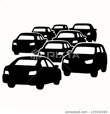 Silhouette art of cars in a traffic jam 125816360