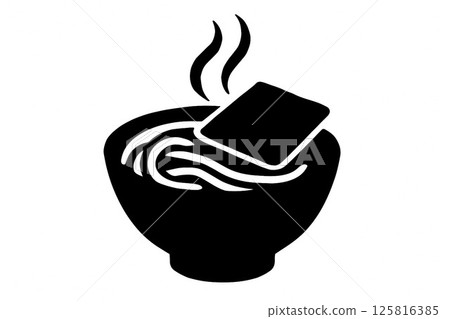 A simple silhouette of kitsune udon noodles with the aroma of fried tofu 125816385