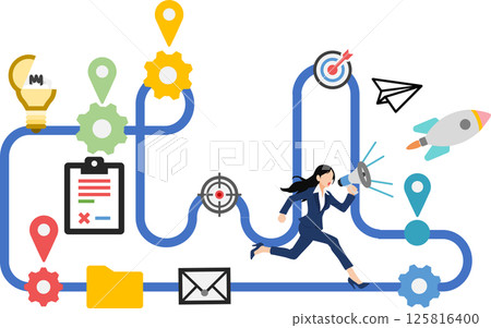 實現目標的路線圖插圖 125816400