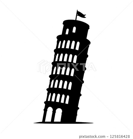 比薩斜塔的美麗剪影 125816428