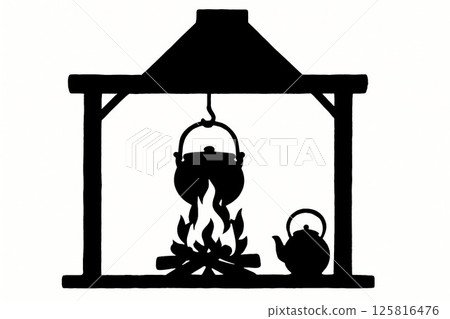 Silhouette of an old-fashioned hearth Silhouette of an old-fashioned hearth 125816476