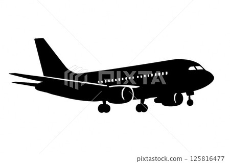 Departure airplane silhouette Departure airplane silhouette 125816477