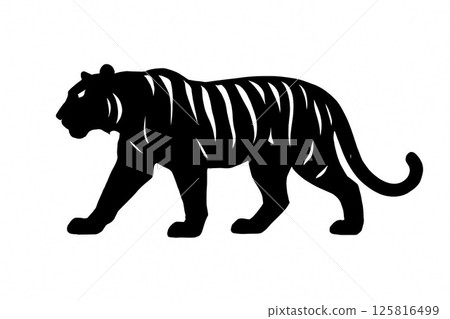 一隻強大老虎的剪影 125816499