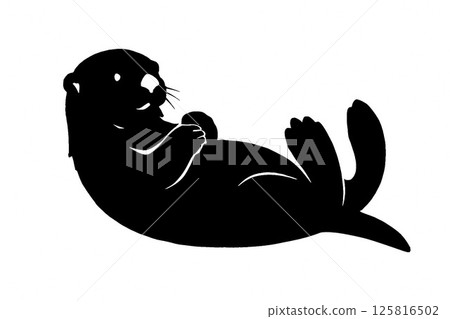 Cute sea otter silhouette Cute sea otter silhouette 125816502
