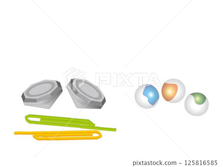 Old-fashioned games: spinning tops and marbles Old-fashioned games: spinning tops and marbles 125816585
