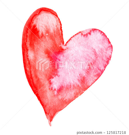 Red and Pink Hand Drawn Watercolor Spots Heart Isolated on White Background Red and Pink Hand Drawn Watercolor Spots Heart Isolated on White Background 125817218