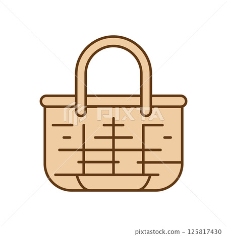 Rattan bag icon simple flat illustration 125817430