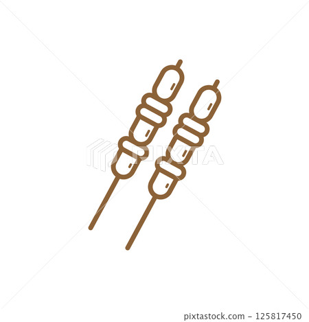 Sate indonesian traditional food icon line simple flat Sate indonesian traditional food icon line simple flat 125817450