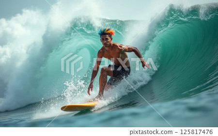 A man surfing in the Shonan sea 125817476