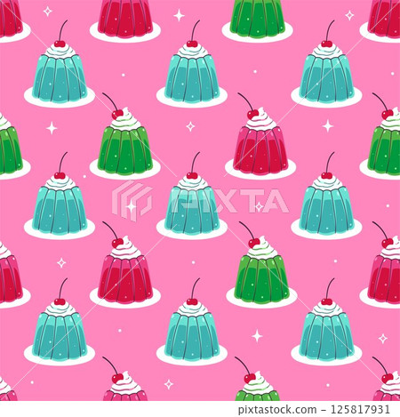 Seamless pattern with jelly pink, green and blue colors. Vector graphics Seamless pattern with jelly pink, green and blue colors. Vector graphics 125817931