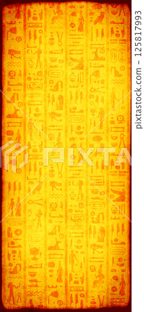Vertical travel banner with egyptian hieroglyphs. Grunge background with old paper texture and ancient egyptian hieroglyph. Topic of vacation, travel, trip abroad on vacation, cruises, tours 125817993