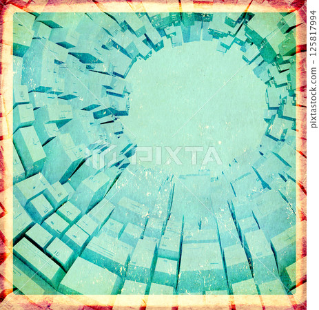 Old cardboard texture with grunge pattern. Square retro backdrop with paper texture of blue color. Vintage cardboard background with abstract decor. Copy space for text Old cardboard texture with grunge pattern. Square retro backdrop with paper texture of blue color. Vintage cardboard background with abstract decor. Copy space for text 125817994