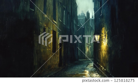 Gas-lit old European backstreets_3 125818275