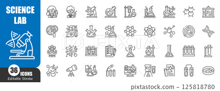 Science and laboratory outline icon . Editable stroke . Vector . Science and laboratory outline icon . Editable stroke . Vector . 125818780