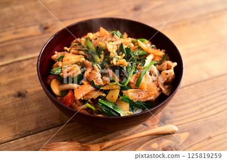 Pork and Kimchi Stamina Rice Bowl Pork and Kimchi Stamina Rice Bowl 125819259