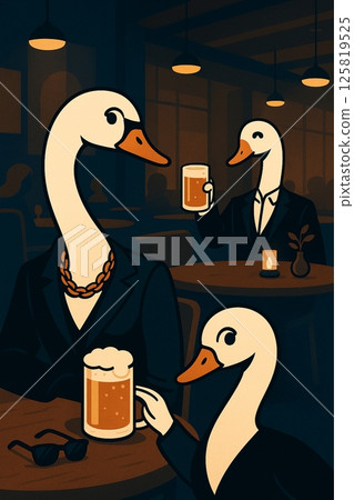Swan Mode vol.7 Toasting with the person next to you at the beer hall Generative AI Swan Mode vol.7 Toasting with the person next to you at the beer hall Generative AI 125819525