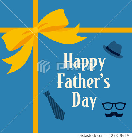 Father's Day illustration with gift box background [square] 125819619