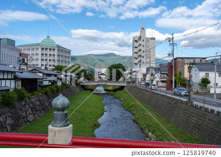 View of the Metoba River from a bridge in Matsumoto 125819740