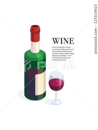 Bottles of and glasses red wine isolated on white background. Vector Illustration. Bottles of and glasses red wine isolated on white background. Vector Illustration. 125819923