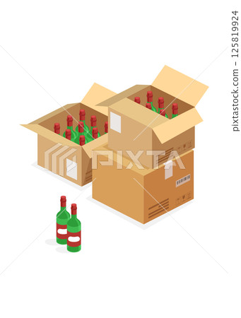 Bottles of wine in an open cardboard box stock illustration Bottles of wine in an open cardboard box stock illustration 125819924