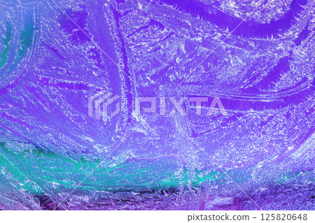 Ice texture on the window.  Abstract background 125820648