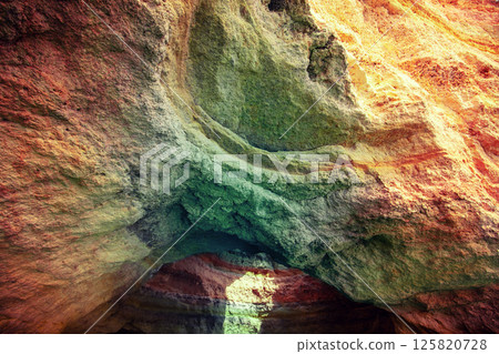 Coastal rocky seascape, view of Praia da Marinha beach and Benagil in Algarve region in Atlantic ocean, Portugal, Europe Coastal rocky seascape, view of Praia da Marinha beach and Benagil in Algarve region in Atlantic ocean, Portugal, Europe 125820728