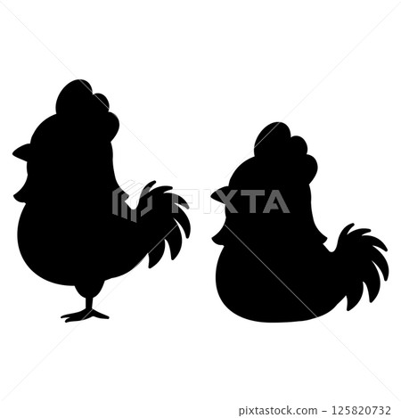 一組側面雞的剪影 125820732