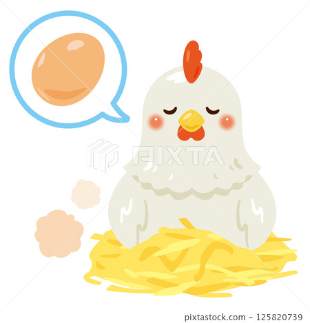 Illustration of a chicken warming an egg Illustration of a chicken warming an egg 125820739