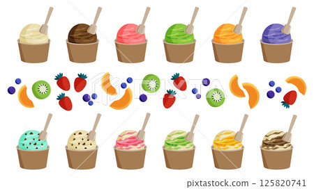 杯中冰淇淋向量插圖集 125820741