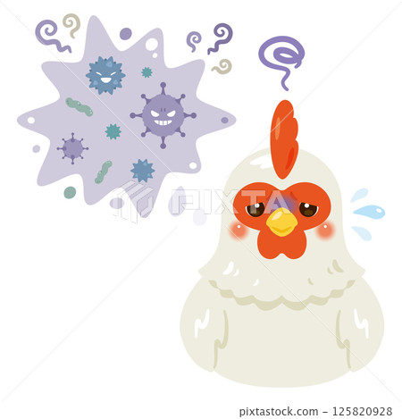 Illustration of a sick chicken 125820928