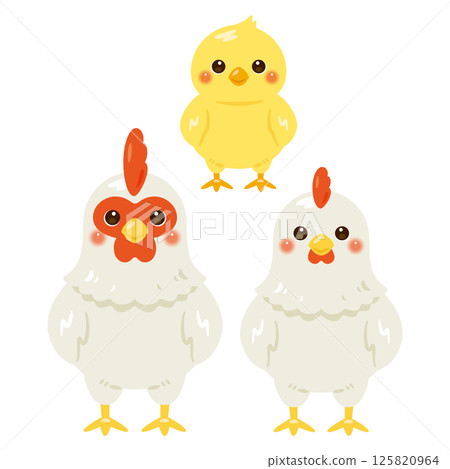 雞和小雞插圖集的正面圖 雞和小雞插圖集的正面圖 125820964