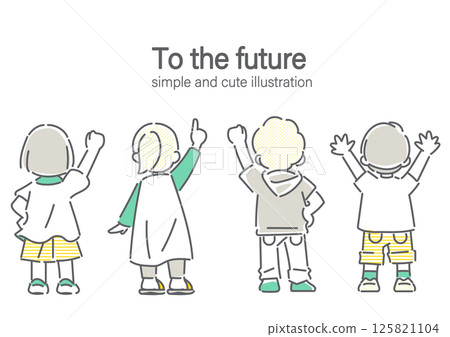 簡單可愛的線條畫，描繪孩子充滿自信地接受挑戰 125821104