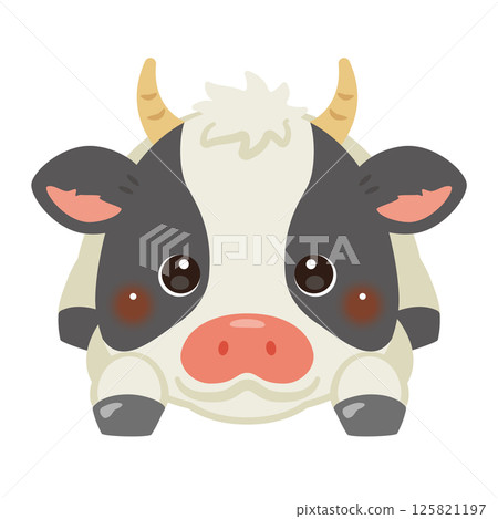 一頭面朝下躺著的牛的插圖 125821197