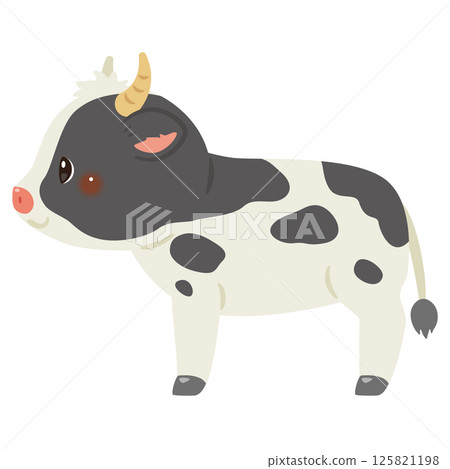 一頭牛的側面插圖 125821198