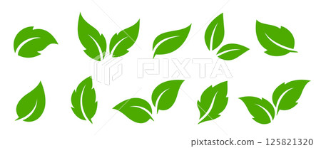 Green leaves vector set icons Green leaves vector set icons 125821320