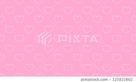Pattern background illustration of white hearts on a pink background. Seamless vector 4K illustration material 125821602