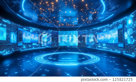 Image of a futuristic digital control room 125821725