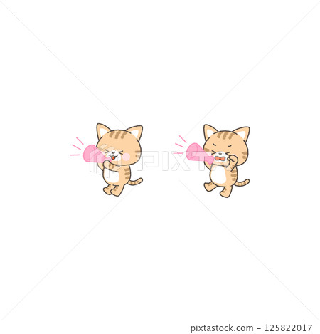拿著擴音器歡呼的棕色虎斑貓－桃組套裝 125822017