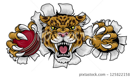 Jaguar Leopard Cheetah Panther Cricket Mascot Jaguar Leopard Cheetah Panther Cricket Mascot 125822158
