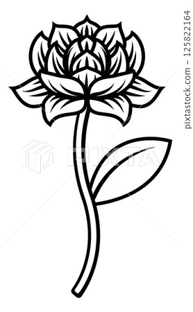 Flower Vintage Woodcut Retro Tattoo Design Style 125822164